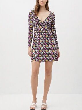 Patrizia Pepe Italy Long Sleeve Geometric Floral Mini Dress IT 42 / US 6